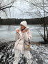 Puffy, short jacket with tie belt - light beige
